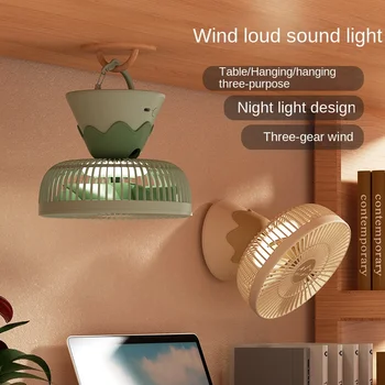 Taşınabilir Klima Fanı Elektrikli Fan Çok Fonksiyonlu tavan vantilatörü USB Sessiz masaüstü vantilatör Açık Kamp Gece Lambası ile