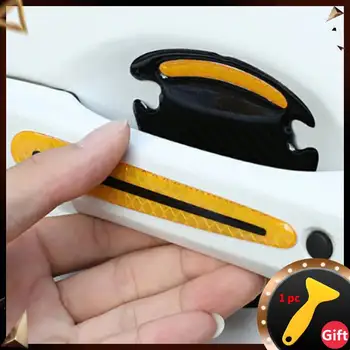 1 takım 3D Araba Yansıtıcı Çıkartmalar Bant Gece Uyarı Reflektör Şeritler Otomatik Kapı Kolu kase kapağı Araba Dış Dekor Aksesuarları