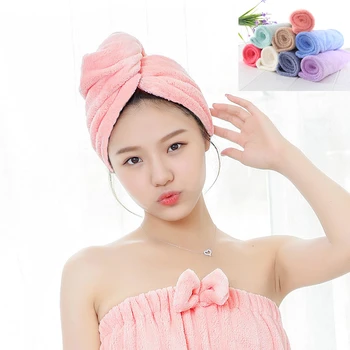 Havlu Kadın Yetişkin Banyo Emici Çabuk Kuruyan Banyo Kalın Duş Uzun kıvırcık saç bonesi Mikrofiber Wisp Kuru Kafa Saç Havlu
