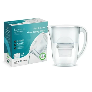 Filtre Sürahi Musluk ve İçme Suyu için 1 Evolve + Filtre, BPA Ücretsiz, WQA, Tasarım (Beyaz)