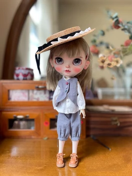 Blythe giysileri kot yelek, pantolon seti elbise etek 1/6 30cm BJD anime kız (Fit Pullip, Ob24, Licca)