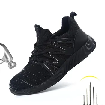 CHNMR Moda güvenlik ayakkabıları Erkekler Anti-Smashing Çelik burun Delinmez Yıkılmaz Hafif delikli sneaker iş ayakkabısı