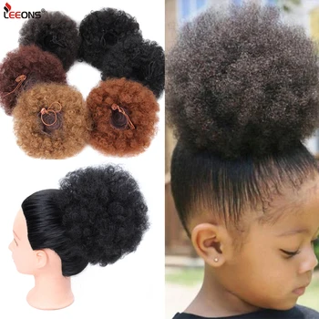 Afro Puf Sentetik Puf Saç Topuz Moda Kabarık Afro At Kuyruğu İpli At Kuyruğu 8 inç Chignon Klip Saç Scrunchies Uzantıları