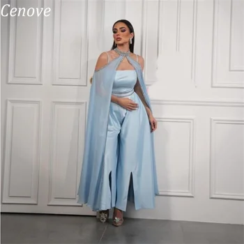 Cenove A-Line Uzun Pantolon Sequins gece elbisesi Resmi Zarif Balo Mavi O-boyun Yeni Parti Elbiseler Kadınlar için 2023