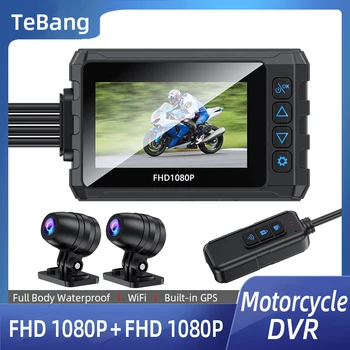 Motosiklet DVR Full HD Ön Dikiz Dash kamera Su Geçirmez GPS Tam Vücut Su Geçirmez WiFi Çift 1080P