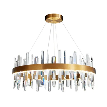 LED kolye lamba Lüks modern İskandinav Kristal Yuvarlak Yemek Oturma Odası lobi dekorasyonu Asılı aydınlatma hanglamp woonkam er