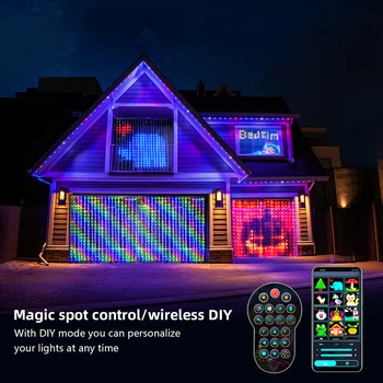 RGBIC akıllı perde ışığı pencere yatak odası DIY RGB 400 led duvar ışık Bluetooth App kontrol duvar lambası noel partisi dekoru için