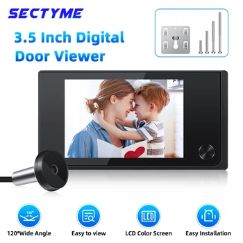 Sectyme 3.5 İnç Gözetleme Deliği Kapı Zili Kapı Kamera 120° LCD Dijital Kapı Görüntüleyici Kedi Gözü kapı zili Akıllı Ev Açık Monitör