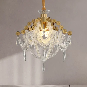 Tam bakır kristal kolye lambaları avrupa lüks avize kolye ışıkları fikstür amerikan romantik yatak odası parlaklık Lamparas