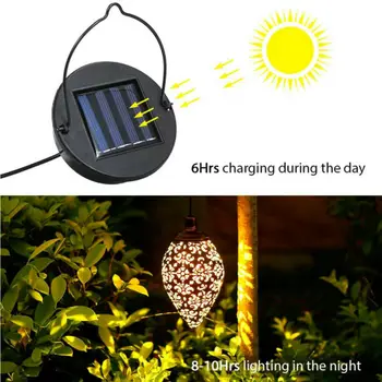 2x asılı güneş ışıkları su damlası ışıkları LED bahçe lambası Metal delikli dış aydınlatma su geçirmez açık asılı dekorasyon
