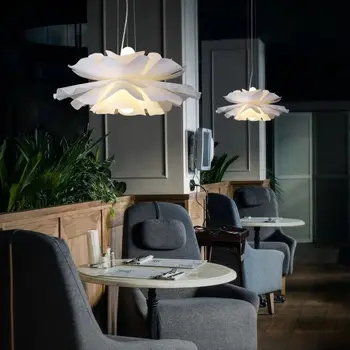 Iskandinav Basit Beyaz çiçek avizesi Modern 3D Led kolye ışık Oturma Yemek Odası Yatak Odası Restoran Ev Dekor Hanglamp