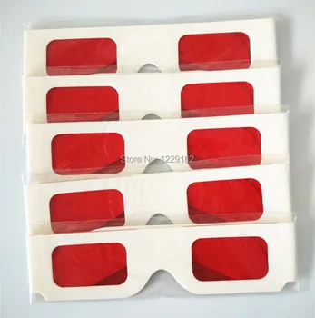 Ücretsiz kargo (100 adet/grup) Yeniden kullanılabilir beyaz kağıt 3D gözlük çerçeve Kırmızı/Kırmızı lens 3d Dekoder Gözlük promosyon için