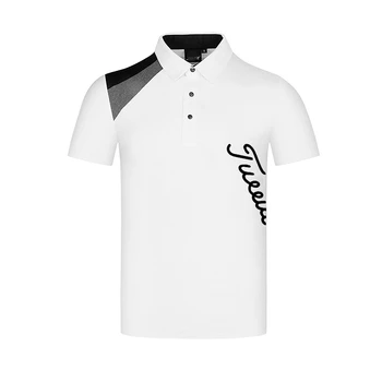 Yaz Yeni Golf Elastik Spor erkek Kısa kollu Nefes Çabuk kuruyan Aşınmaya dayanıklı Anti-boncuklanma Yüksek kaliteli tişört