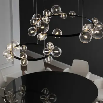 Iskandinav Modern Minimalist oturma odası kolye ışık yaratıcı kişilik ev Villa salonu restoran ışıkları şeffaf cam küre lamba