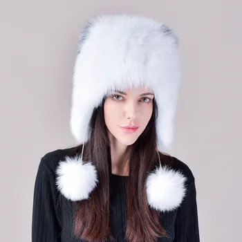 Tilki Kulaklar Kürk Thunderbolt Şapka Kadın Kış Sıcak kulak koruyucu Şapkalar Sevimli Rüzgar Geçirmez Soğuk Bisiklet Kürk Kap
