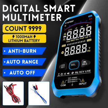 Akıllı Dijital Multimetre 9999 sayımlar AC DC Gerilim Direnç Kapasite Diyot NCV Hz Canlı Tel Renkli Ekran Test Cihazı