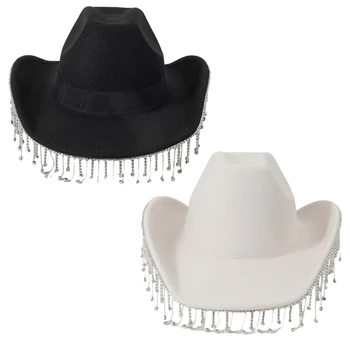 Nefes Cowgirl Şapka Kadın Erkek Ayarlanabilir çene kayışı ile kovboy şapkası Keçe