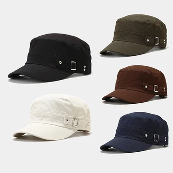 Erkekler Vintage Ayarlanabilir Ordu Denim beyzbol şapkası Pamuk Harbiyeli Şapka Askeri Nefes Düz Ayarlanabilir Kap Bahar Sonbahar güneşlikli kep
