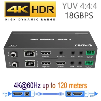 2024 En İyi 4K 60Hz HDMI HDBaseT Genişletici İle IR 120m 4K HDMI POE Uzatıcı RJ45 Cat5e / 6 Kablo Desteği HDMI 2.0 ve HDCP 2.2