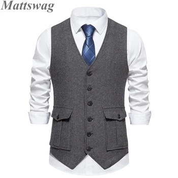 Mattswag Erkekler Vintage Tüccar Takım Elbise Yelekler Ziyafet Yemeği Düğün Balo Blazers Yelekler Moda Klasik Gevşek Beyefendi erkek Yelek