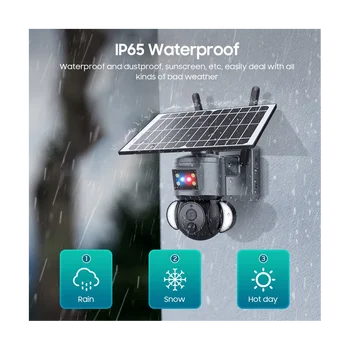 3MP Güneş Gözetim Kameraları Yüksek Çözünürlüklü Video Gözetim Açık Su Geçirmez Güvenlik Kameraları Bir