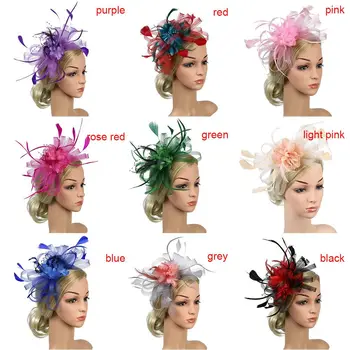 Kadın saç aksesuarları Düğün Gelin Saç Fascinator Boncuklu Tüy Kafa Bandı Çiçek Saç Tokası Headdress
