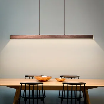 Modern LED kolye ışık uzun Bar şerit asılı aydınlatma armatürü yemek oturma odası Nordic Lampara mutfak kapalı dekor lambası