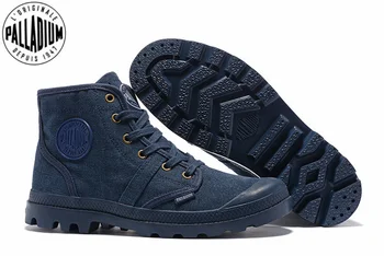 PALADYUM Pampa Hi 52352 Kovboy mavi Sneakers Rahat Yüksek Kaliteli yarım çizmeler Lace Up Tuval Erkekler rahat ayakkabılar Boyutu 39-45