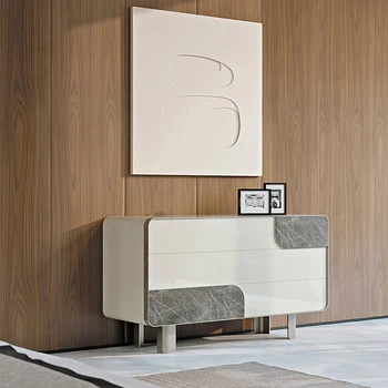 Ürün özelleştirilebilir.Italyan minimalist sundurma dolabı, lüks oturma odası, üç çekmeceli, saklama dolabı, modern