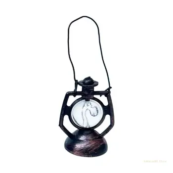 Y4UD Gerçekçi Gazyağı Lambası Dollhouse Accs Antika gaz lambası Oyun Evi Dekorasyon