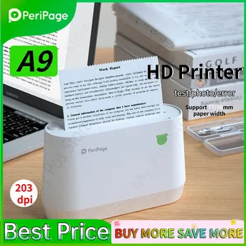 PeriPage Taşınabilir Termal Bluetooth Yazıcı A9 Mini Resim Fotoğraf Fatura Etiket Yazıcı için Android ios cep telefonu A9S 304 DPİ