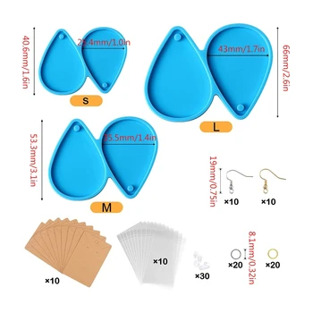 4XBF Gözyaşı Küpe Silikon Kalıplar Kartları Kulak Kancaları Kulak Tıkacı plastik poşetler