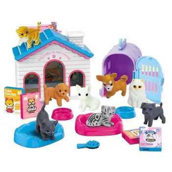 Kawaii Öğeleri Çocuk Oyuncakları Minyatür Dollhouse Aksesuarları Pet Hayvan Kedi Köpekler Dükkanı Barbie Evi DIY Oyunu Noel hediyesi Hediye