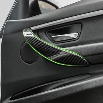 4 Adet Karbon Fiber Araba İç Kapı Kolları ayar kapağı BMW 3 Serisi İçin F30 F31 F34 2013 ~ 2018 ABS Sticker Oto Aksesuarları