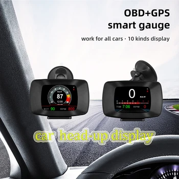 Araba HUD OBD GPS Ekran Hız Göstergesi Yağ Basıncı Hava yakıt Oranı Gerilim Hız Sıcaklık Araba Akıllı Head-up Ekran