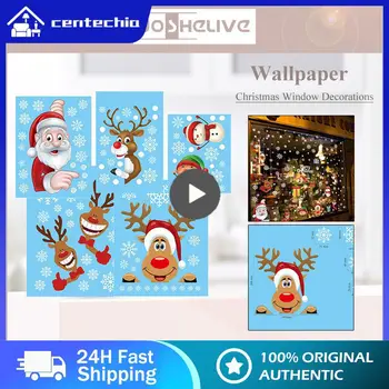 Noel Pencere Sticker Noel Süslemeleri Noel Baba Kar Tanesi Çıkartması Kombinasyonu Duvar Sticker Ev Yeni Yıl Dekor Malzemeleri