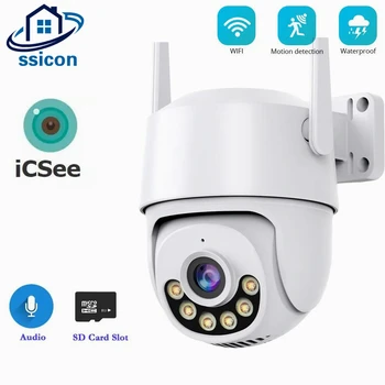 ICSee wifi güvenlik kamerası Açık Su Geçirmez 1080P Akıllı Ev Renkli Gece Görüş 2MP Hız Dome IP Kamera İnsan Algılama