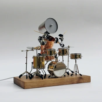 Endüstriyel tarzı metal punk robot ev masaüstü dekorasyon müzik dekorasyon enstrüman raf davulcu sundurma