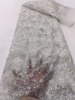 Turuncu Lüks Ağır Boncuklu Dantel Kumaş El Yapımı Sequins Danteller fransız Net Tül Dantel Kumaş düğün elbisesi