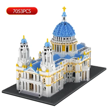 7053 adet Mini Şehir Sokak Görünümü Aziz paul Katedrali Modeli Yapı Taşları DIY Ünlü Mimari Tuğla Oyuncak Çocuk Hediyeler için