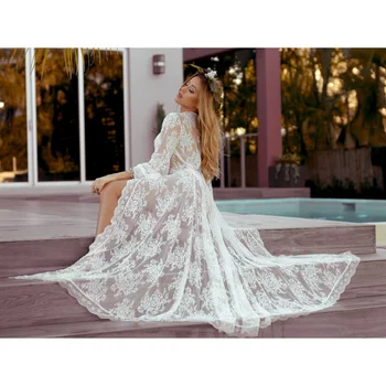 2023 Yeni kadın Beyaz yaz elbisesi Dalga Dantel Güneş Koruyucu Plaj Hırka Hollow Cover Up Tunik Kadın Mayo Kapak-Ups Mayo
