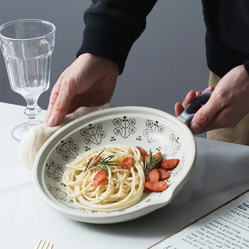 Japon seramik saksı İskandinav Tarzı Mutfak Tek Kolu kızartma tavası Tava Güveç kızartma tavası Kullanılabilir Açık Ateş fırın Plakası
