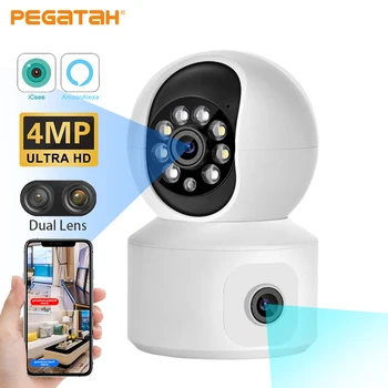 4MP WiFi PTZ Kamera ile Çift Ekran bebek izleme monitörü Otomatik İzleme Gece Görüş Kapalı Ev Güvenlik CCTV gözetim kamerası Kamera