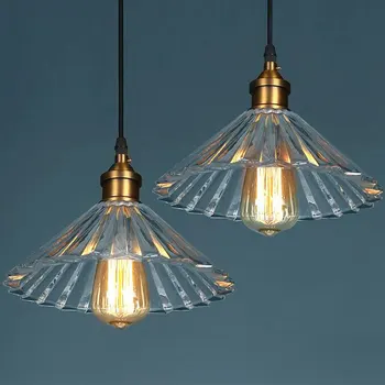 Cam kolye ışık iskandinav sarkıt bakır lamba pirinç yaratıcı Minimalist E27 şeffaf abajur restoran ışık