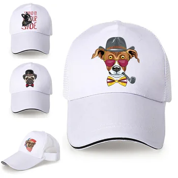 Yaz file şapka Moda beyzbol şapkası Ayarlanabilir Saf Pamuk Geri Toka Şapka Nefes Erkekler Kadınlar Köpek Baskı beyzbol şapkası s Şapka