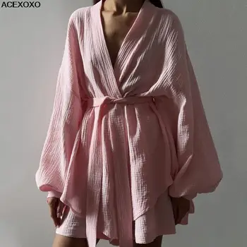Kadın giyim 2023 sonbaharında, paragraf hubble-kabarcık kollu kimono elbise geniş bacaklı pantolon eğlence takım elbise