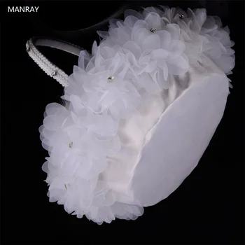 MANRAY Beyaz Düğün Çiçek Sepeti Kız Kumaş Dantel Dekorasyon Sevimli Kolu Taşınabilir Narin