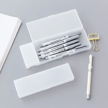 Sevimli Kawaii Basit şeffaf kalem kutusu kalem kutusu şeffaf plastik saklama kabı Öğrenme kırtasiye Ofis Malzemeleri