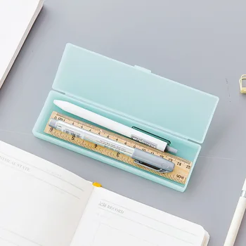 Sevimli Kawaii Basit şeffaf kalem kutusu kalem kutusu şeffaf plastik saklama kabı Öğrenme kırtasiye Ofis Malzemeleri